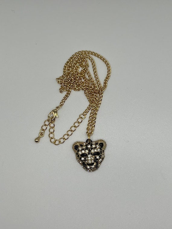 18" vintage rhinestone cat head pendant