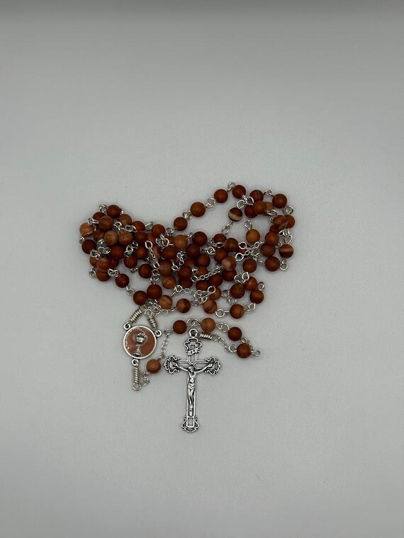 27" red jasper bead crown rosary