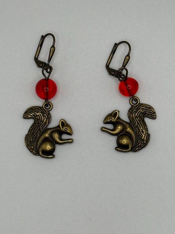 Brass squirrel earring