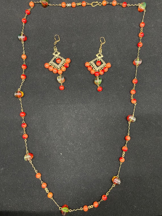 41" reds necklace and earring set