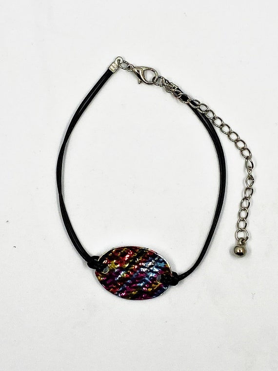 8.5" multi-colored oval on cord bracelet