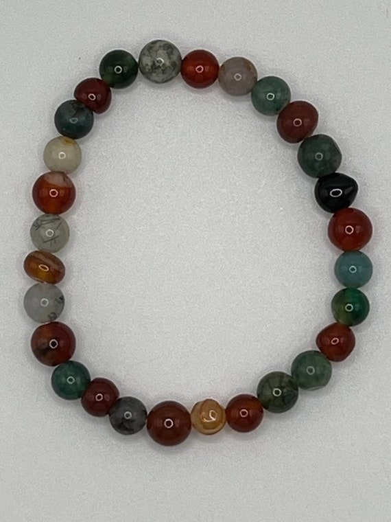 7" mixed agate rounds stretch bracelet