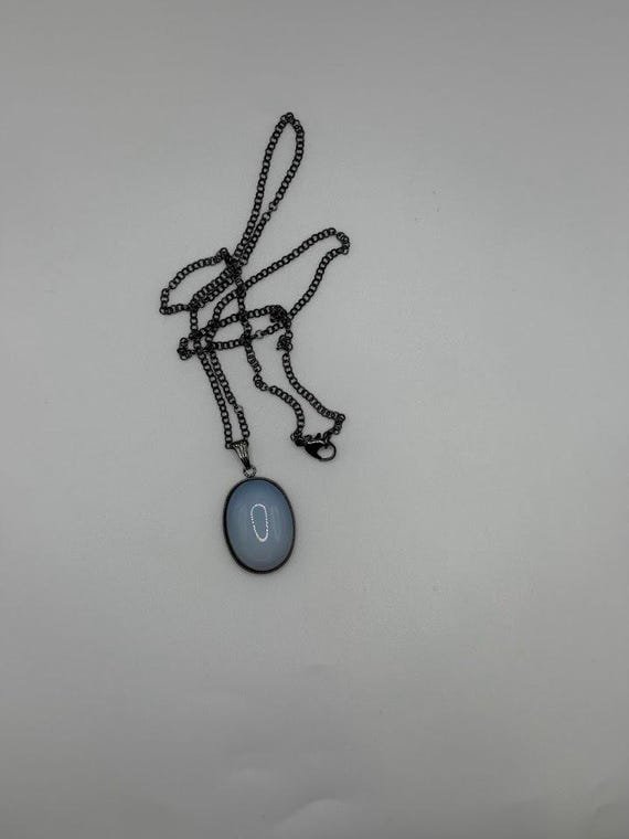22" blue sea opal glass pendant necklace