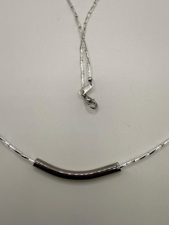 28" silver tube necklace
