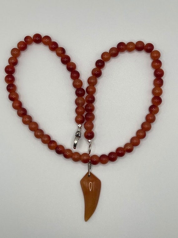 20" red agate beaded pendant necklace (3 options)