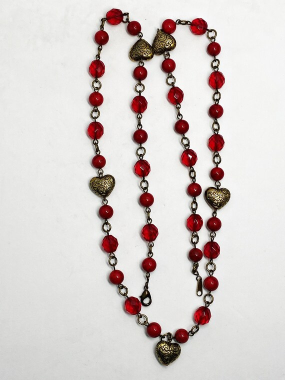 30" red and gold necklace