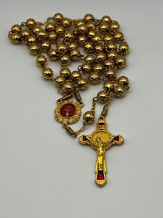 24" gold and red enamel rosary