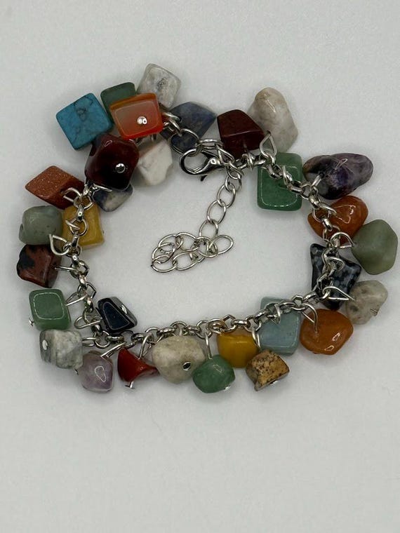 6.5" gemstone charm bracelet
