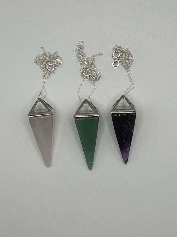 24" gemstone point pendant on silver chain (3 options)