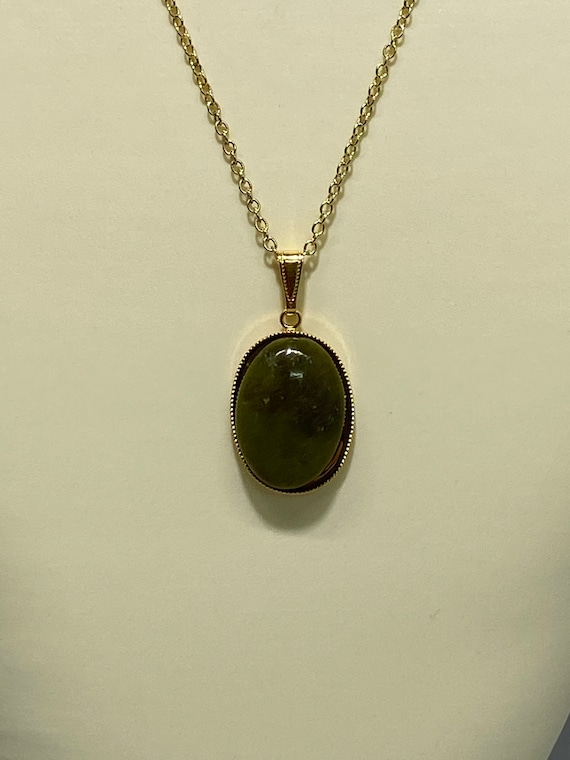 20" olive jade pendant