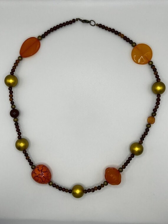 24" acrylic orange shapes necklace