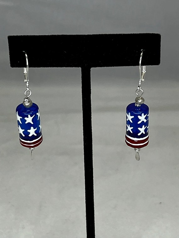 Patriotic glass earrings