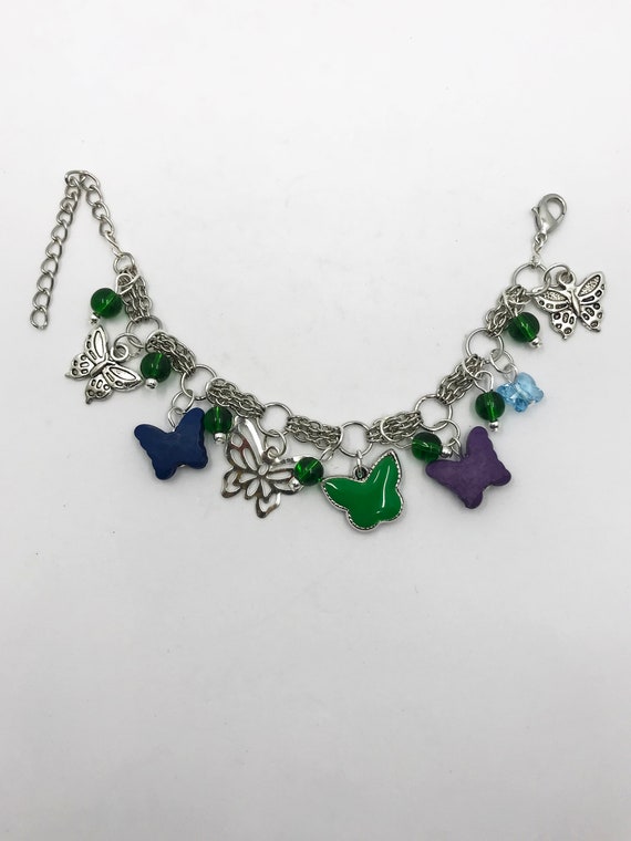 6" Butterfly charm bracelet with 3" extender