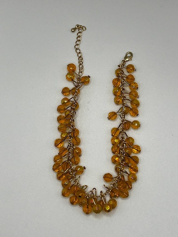 8" honey glass bead bracelet with 2.5" extender