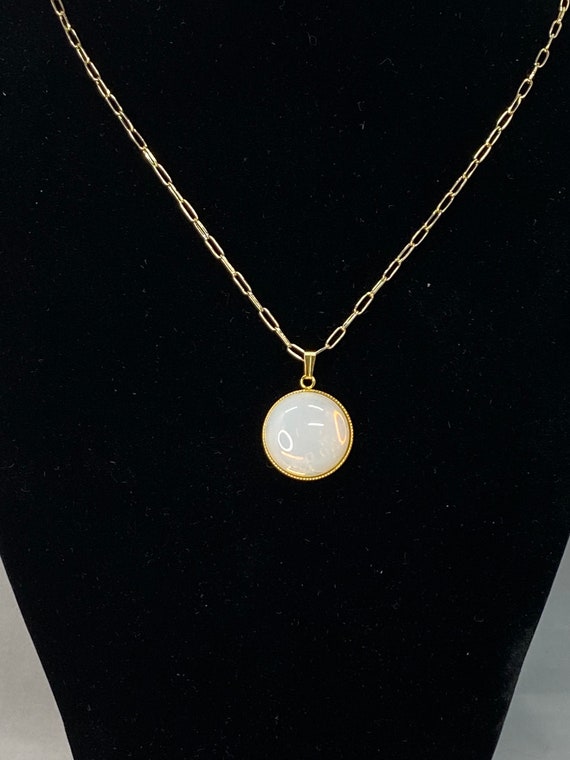 30" sea opal pendant on gold