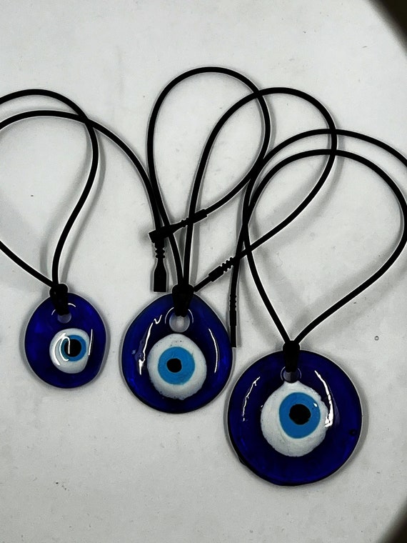 18" evil eye pendant on rubber cord