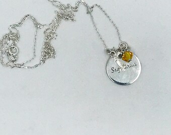 Sterling silver zodiac celestial birthstone necklace