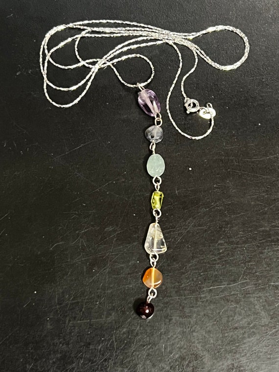 24" rainbow gemstone pendant