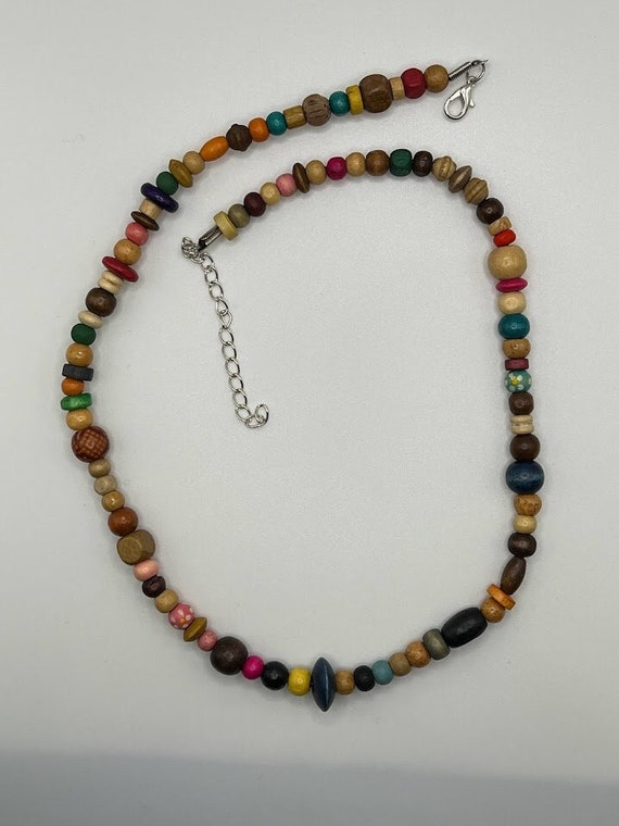 20.5" rainbow wood bead necklace