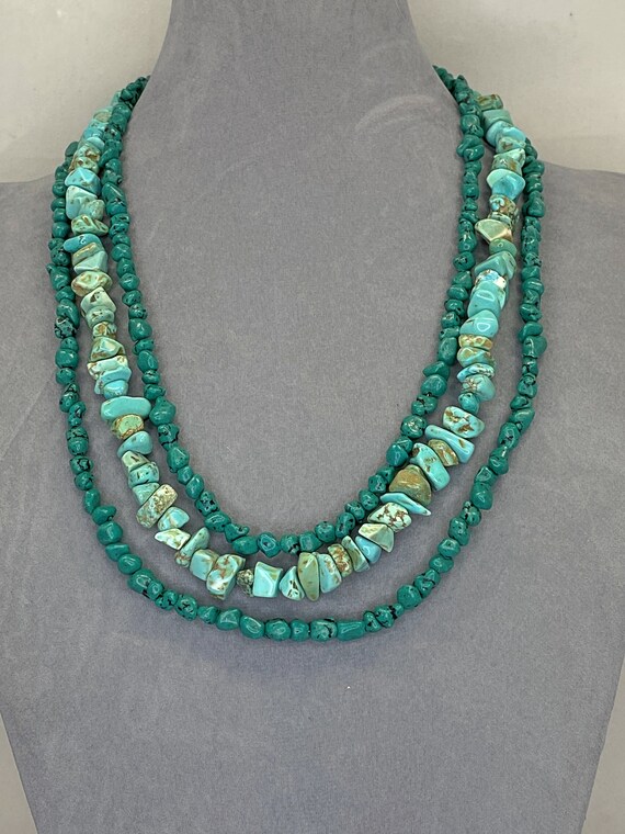 25" 3 strand turquoise necklace