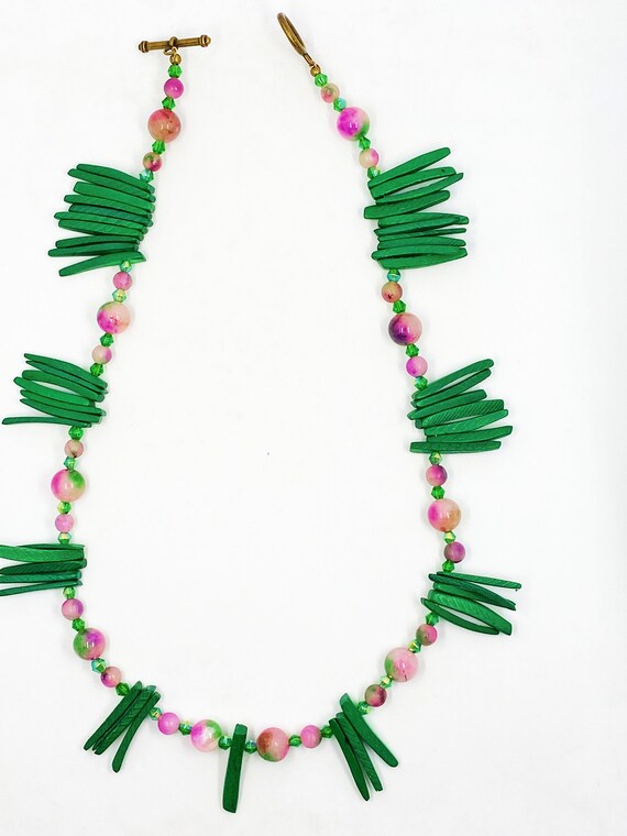 20" coconut wood and Malaysian Jade necklace