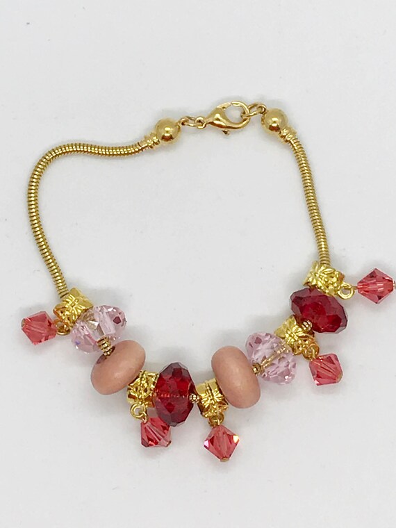 8.5" dione large hole bead Valentine bracelet