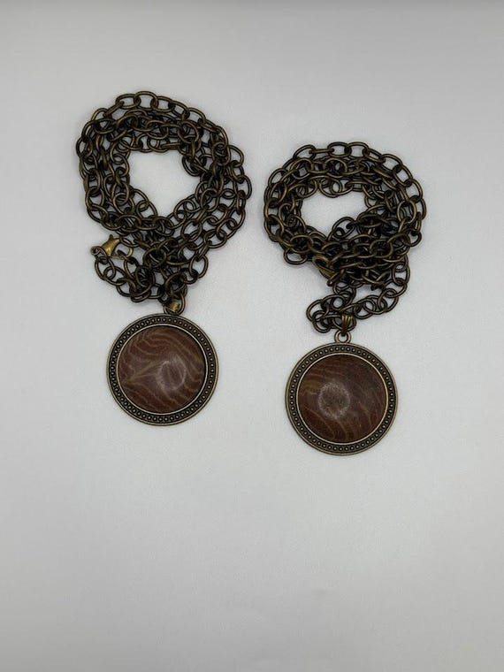 30" picture jasper pendant necklace on brass