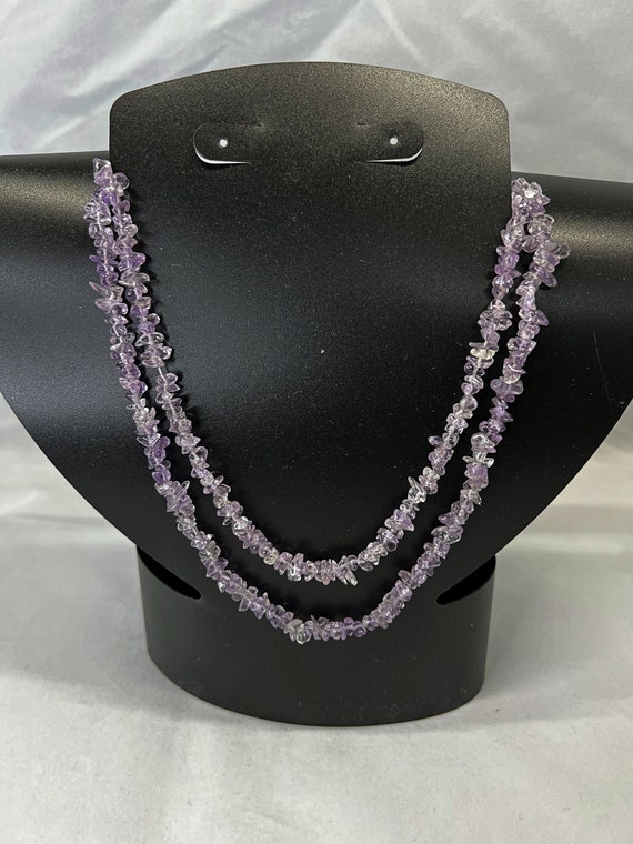 34" amethyst chip continuous loop necklace