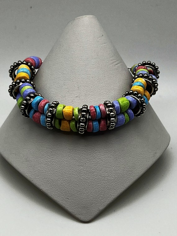 6.5" pastel rainbow multi strand bracelet