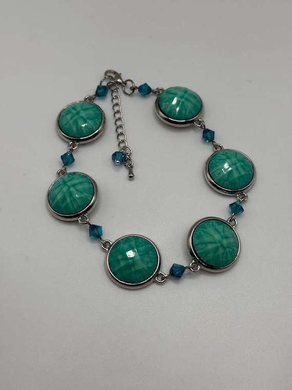 10" aqua green and blue bracelet