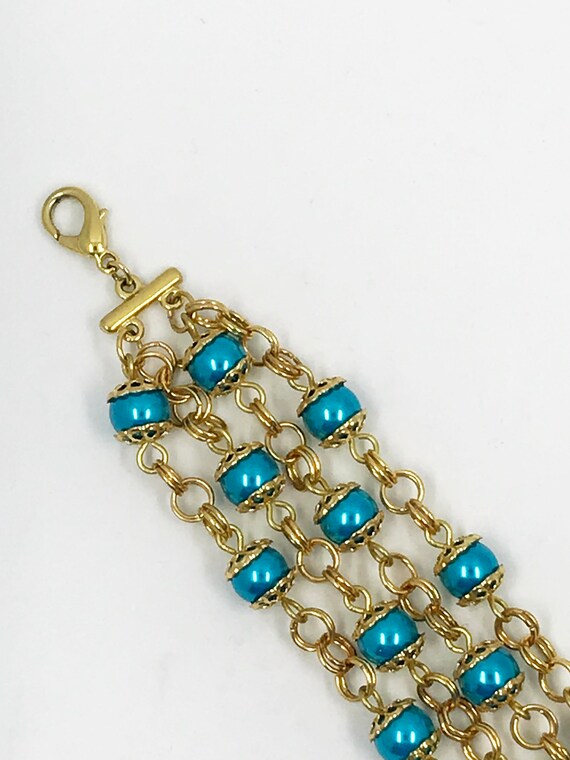 8" turquoise pearl bead bracelet w/1.5" extender