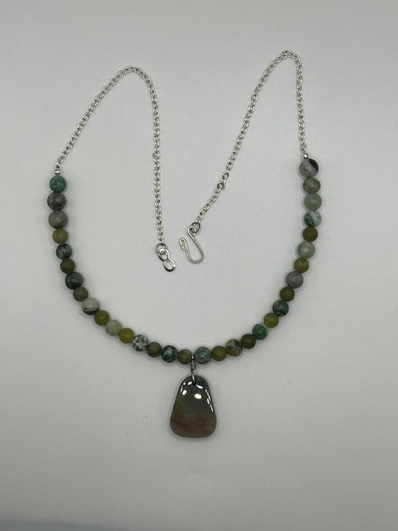 20.5" mixed green gemstone bead necklace