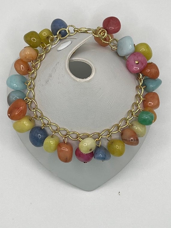 8.5" dyed quartz nugget bracelet  (2 options)