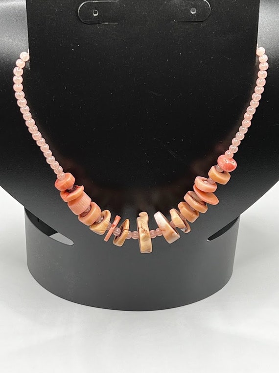 18.5" natural bamboo coral and cherry quartz necklace