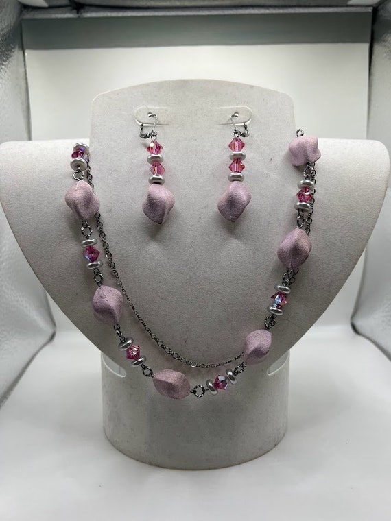 25" double strand necklace and earring set