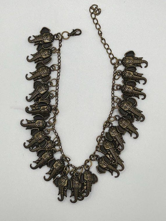 8" brass elephant charm bracelet