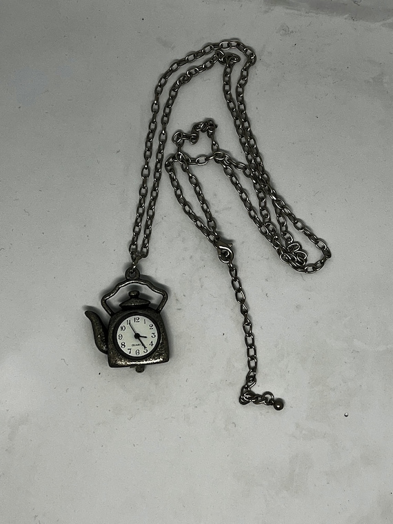 30" antique silver finish kettle clock pendant