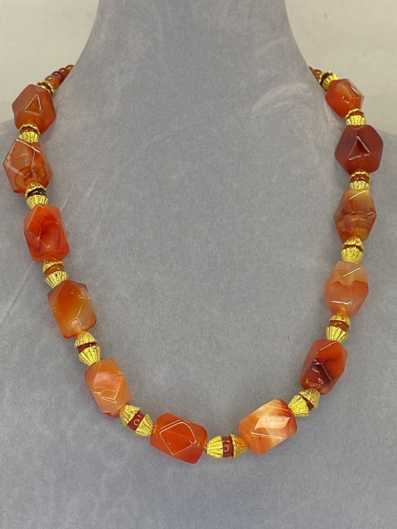 21" red agate necklace