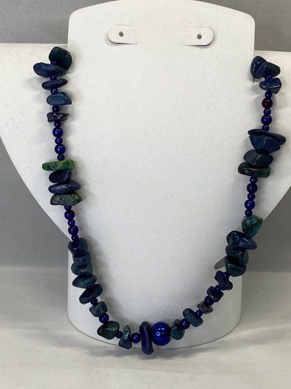 24"  blue beads necklace