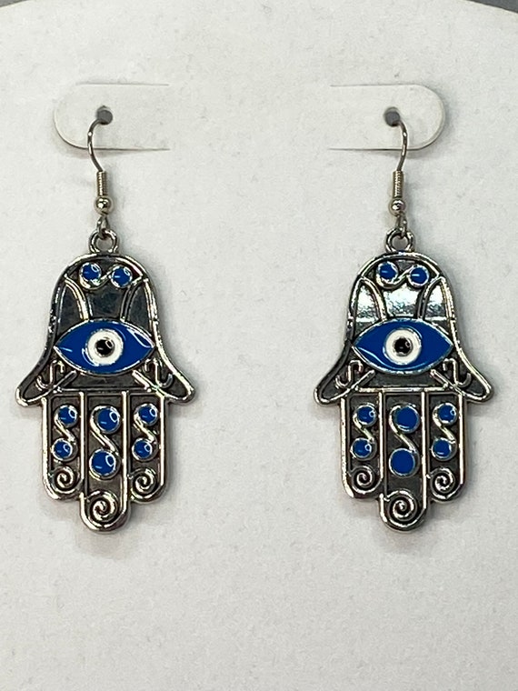 Enameled Hamsa earrings