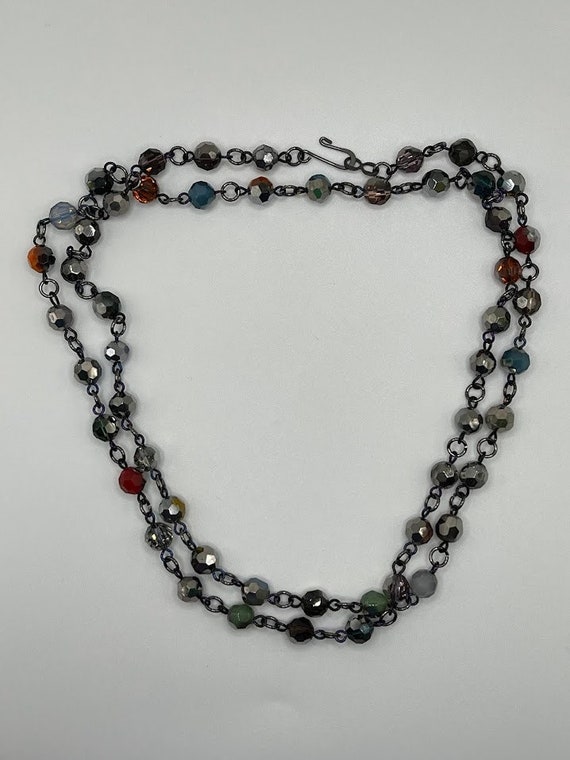 36" half coat rainbow bead necklace
