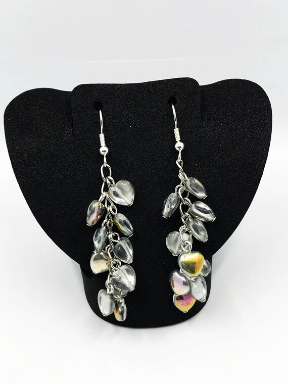 Silver vitriol hears dangle earrings