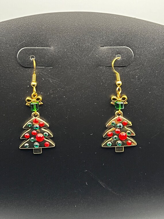 Sparkly Christmas tree earrings