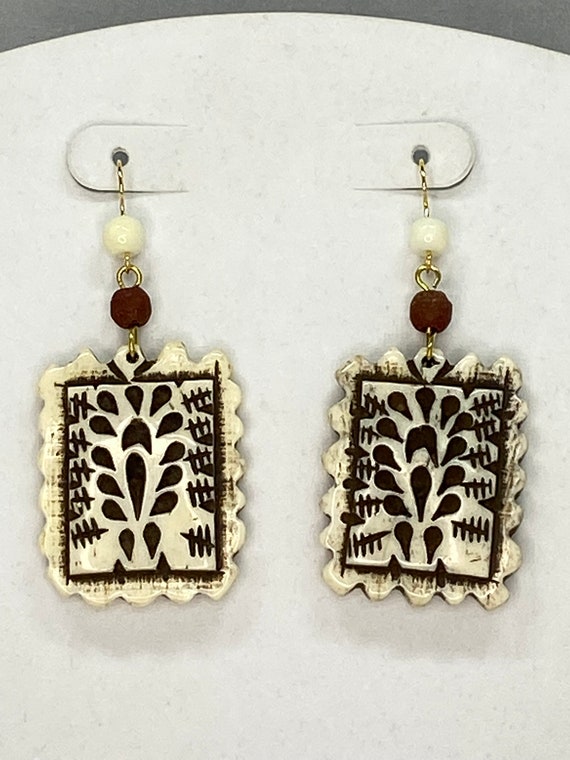 Painted porcelain drop earrings