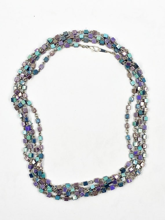 72" blue/purple cube necklace