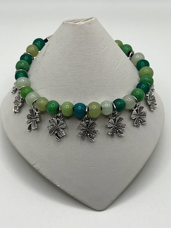 7" lucky 4 leaf clover bracelet