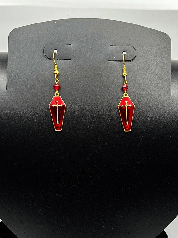 Enamel coffin earrings