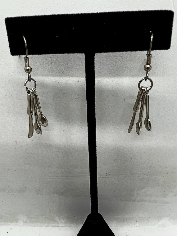 Silver cutlery earrings