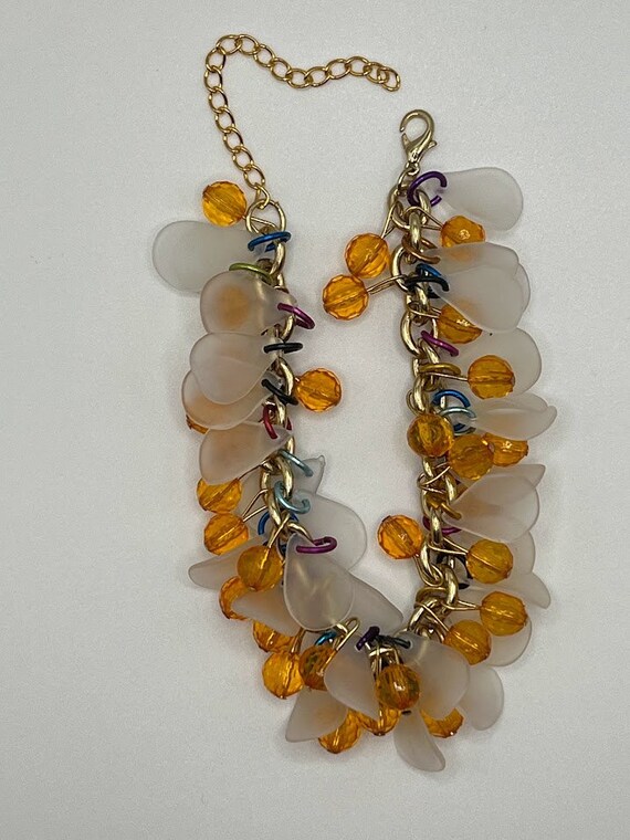 8" topaz bead and frosted petal bracelet