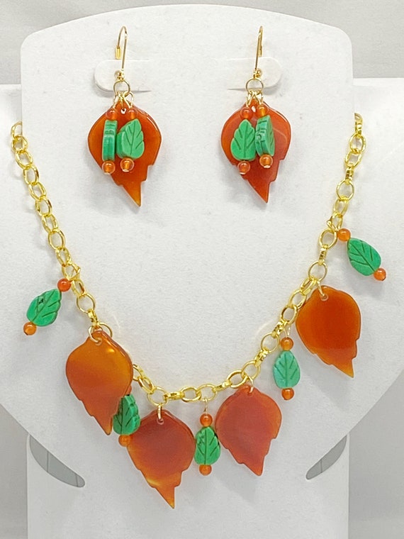 18"leaf necklace earring set